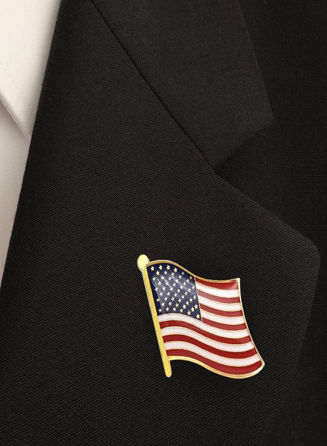 MEUUT American Flag Lapel Pins - USA Metal Enamel Flag Pins United States US Waving Robust Crystal surfacing Badge brooch for patriotic display (50pcs) - Image 4